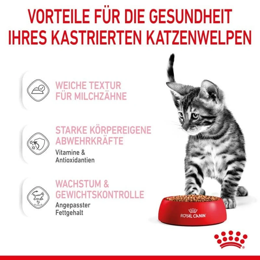 Royal Canin Kitten Sterilized – Alleinfuttermittel für kastrierte Katzen im Alter von 6 bis 12 Monaten, 85 g