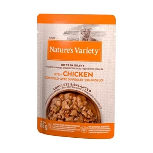 Nature's Variety Cat Bites in Soße mit Huhn – Alleinfuttermittel für Katzen, 85 g