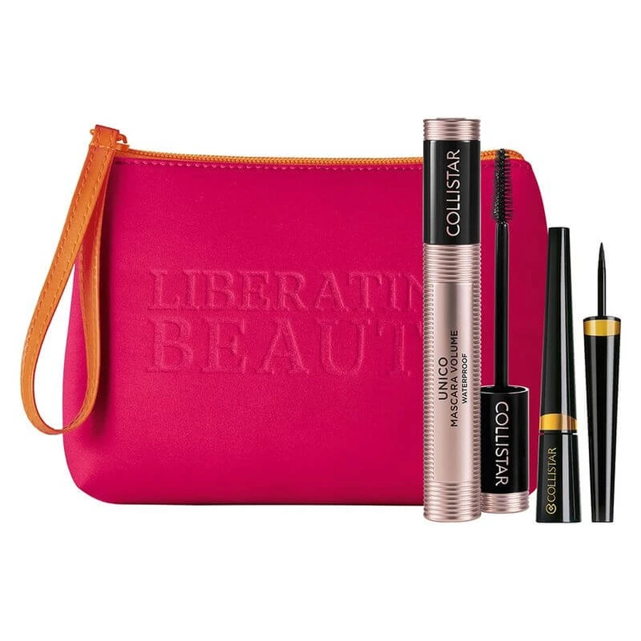 Collistar "Unique Volume" waterdichte mascara-cadeauset – Zwarte mascara + professionele eyeliner + elegant make-upzakje