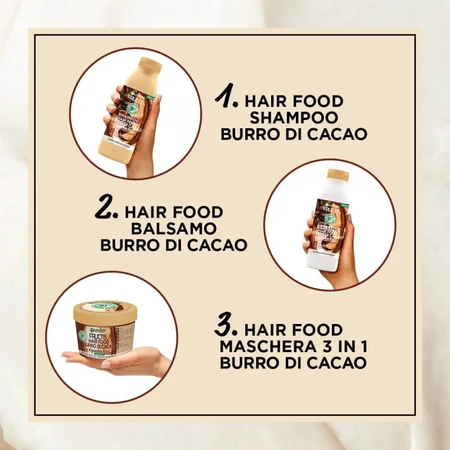 Fructis Hair Food cu unt de cacao – șampon regenerant pentru părul cret, 350 ml