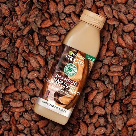 Fructis Hair Food cu unt de cacao – șampon regenerant pentru părul cret, 350 ml