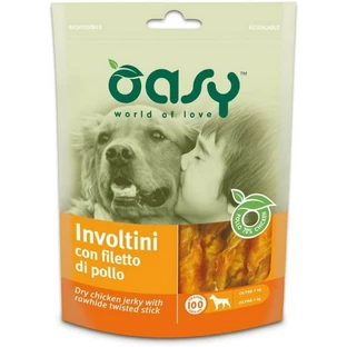 Rollitos de tiras de pollo Oasy - Snacks para perros, 100 g