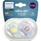 Avent Ultra Air 0-6 meses+ - 2 chupetes de silicona - Loro/Piña