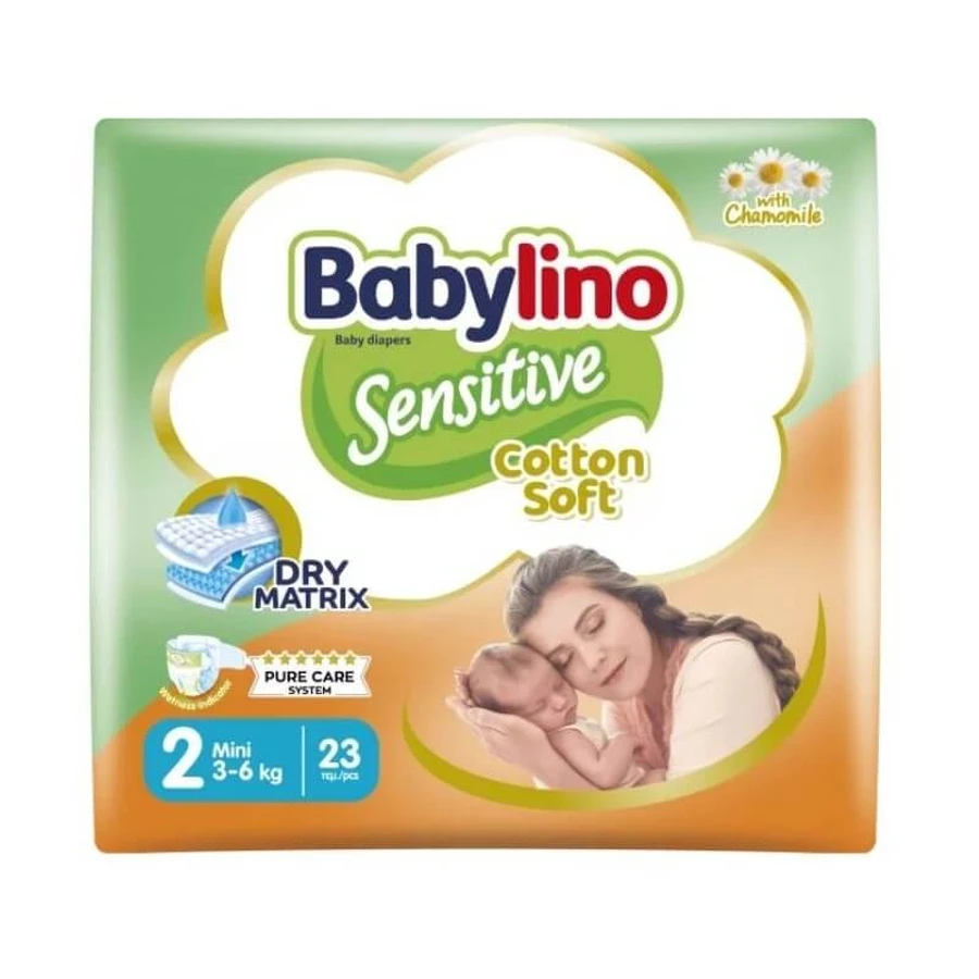 Babylino Sensitive – Cotton Soft, 23 Windeln, Größe 2 Mini, 3–6 kg