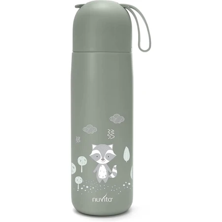 Nuvita Thermos – Isolierte Wasserflasche mit verstellbarem Silikongriff, salbeigrün, 400 ml
