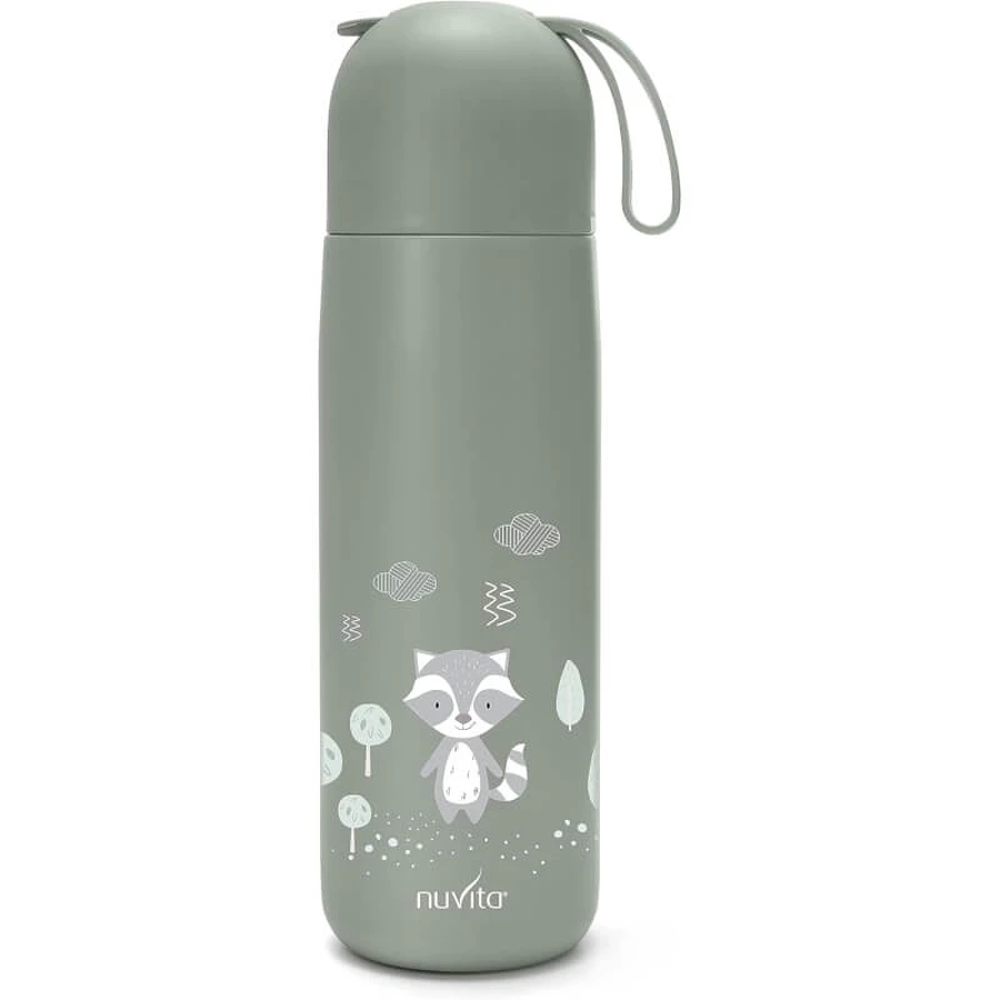 Nuvita Thermos – Isolierte Wasserflasche mit verstellbarem Silikongriff, salbeigrün, 400 ml