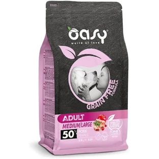 Oasy Adult Dog Grain-Free Medium-Large Pork - Complete Food for Adult Dogs (Medium-Large), 12 kg