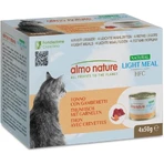 Almo Nature HFC Light Meal Atún natural y gambas - Pienso húmedo complementario para gatos adultos, 4 x 50 g