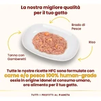 Almo Nature HFC Light Meal Atún natural y gambas - Pienso húmedo complementario para gatos adultos, 4 x 50 g