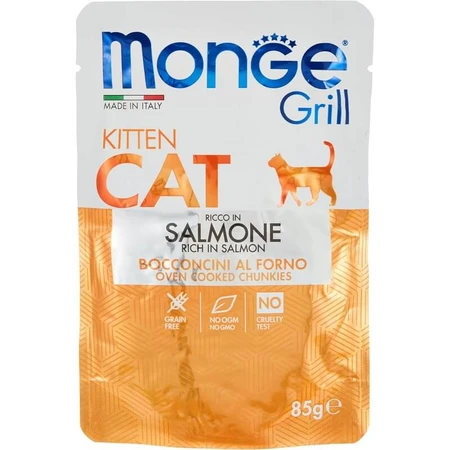 Monge Cat Gebakken zalmhapjes - Compleet voer voor kittens, 85 g