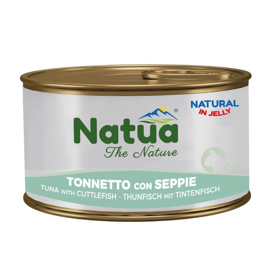 Natua Natuurlijke tonijn en inktvis in gelei – Compleet kattenvoer, 85 g