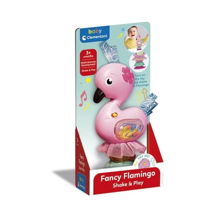 Clementoni Fancy Flamingo - Flamingo-shaped rattle with melodies and colorful balls