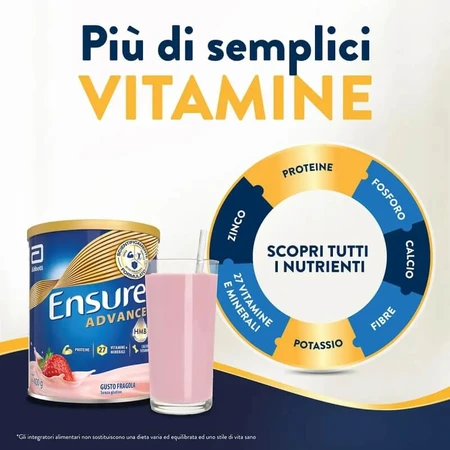 Ensure Advance 400 gr, sabor a fresa - complemento vitamínico y mineral