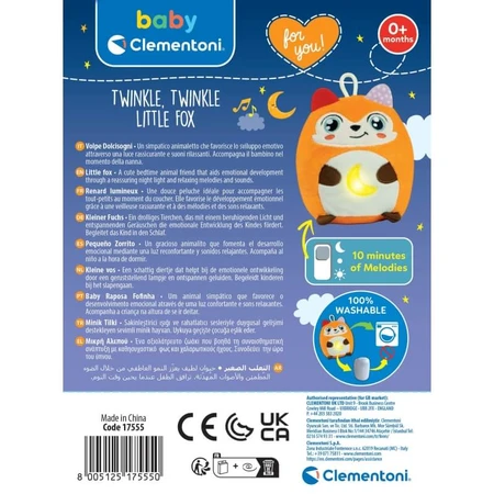 Clementoni „Twinkle Twinkle Little Fox“ – Plüsch-Nachtlicht für Babys mit Lichtern und Melodien