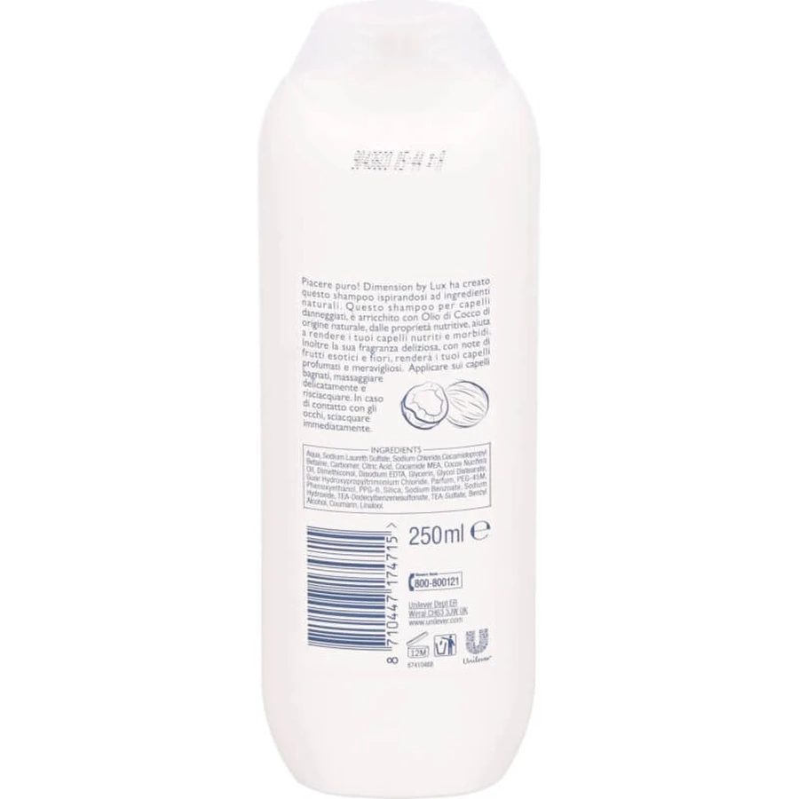 Dimension By lux Shampoo with Coconut Oil, 250 ml