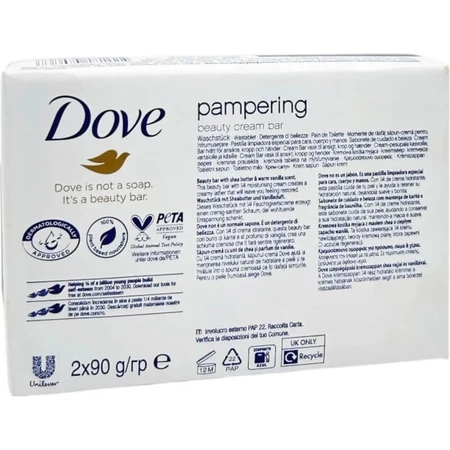 Dove Beauty Cream Bar Pampering - 2 pains de savon de 90 g chacun