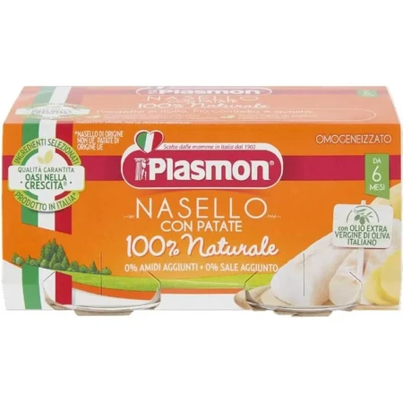 Plasmon Homogenized Hake and Potato Puree, 80 g x 2 pieces