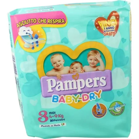 Pampers Baby-Dry 3 Midi 4–9 kg, 20 diapers