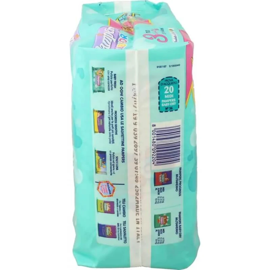 Pampers Baby-Dry 3 Midi 4–9 kg, 20 diapers
