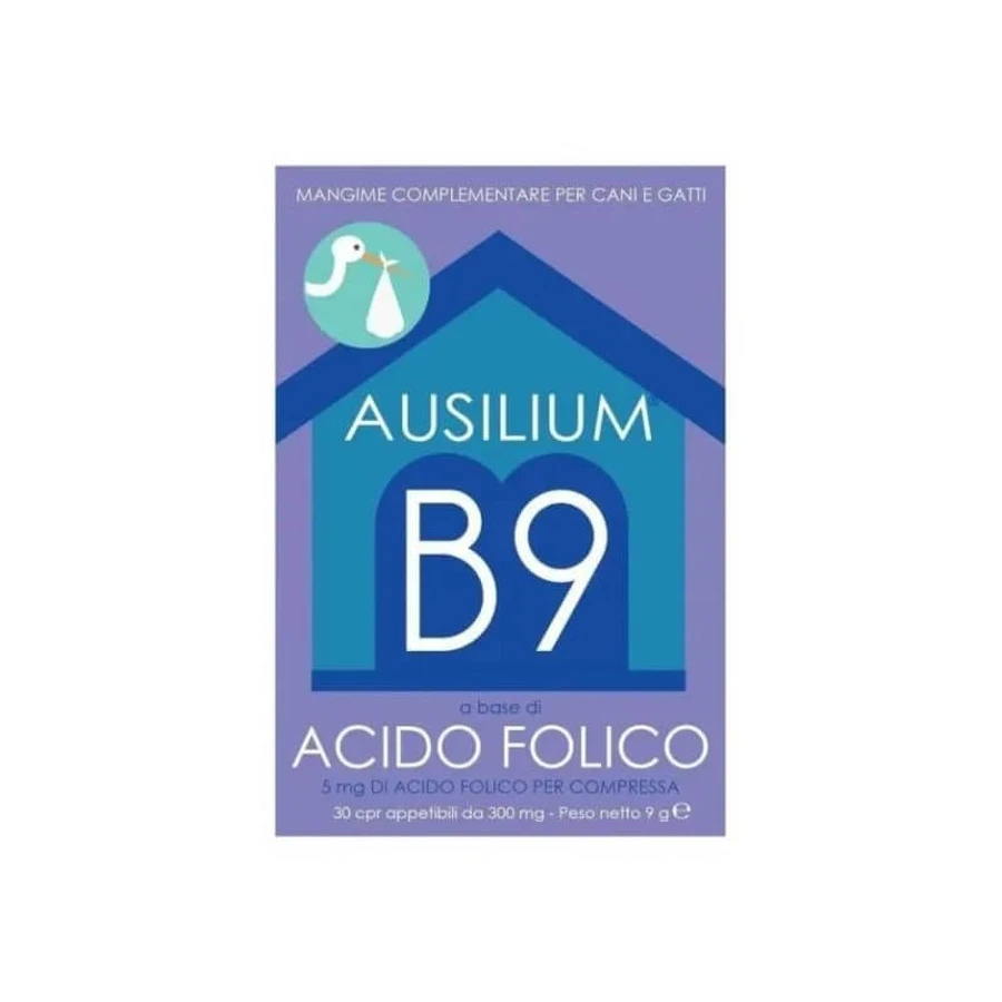 Deakos Ausilium b9 Ácido fólico, 30 comprimidos: complemento alimenticio para perros y gatos