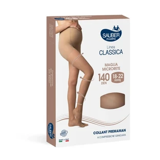 Sauber Classic Line 140 denier (18-22 mmHg) Micro-Mesh Maternity Tights - Size 2, Neutral Beige
