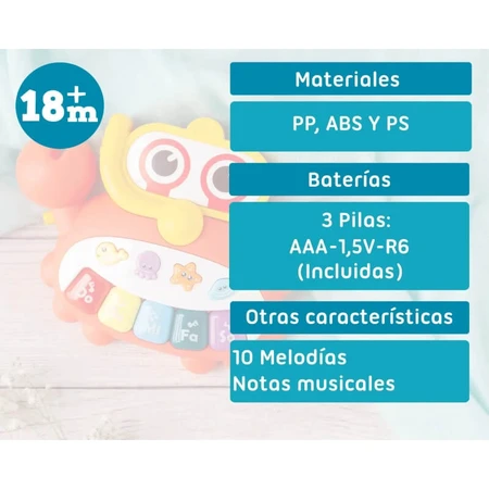 Piano con forma de cangrejo de Kiokids