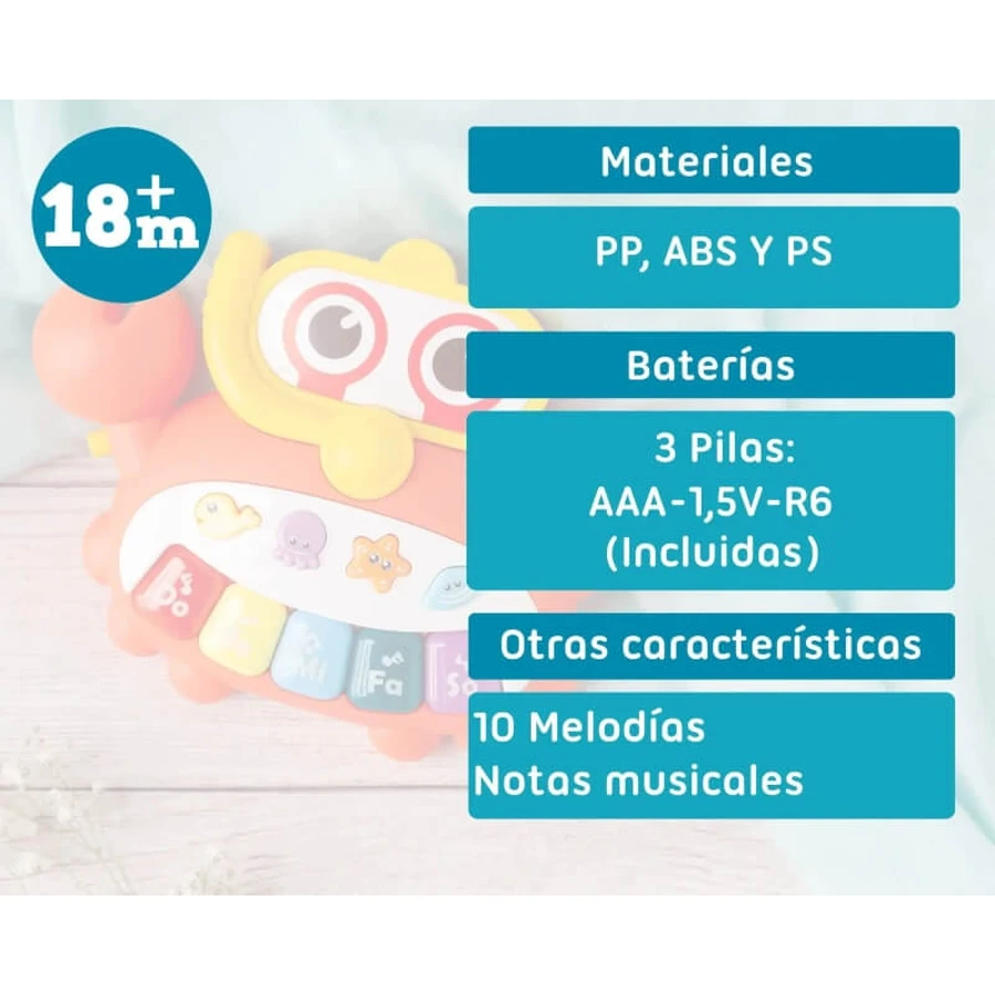 Piano con forma de cangrejo de Kiokids