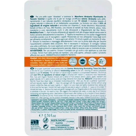 Masque en tissu hydratant et éclaircissant Geomar, 22 ml