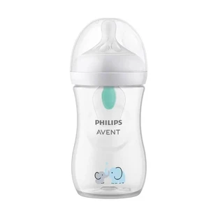 Avent Natural Response - Biberon de 260 ml avec valve AirFree, débit 3 - éléphant