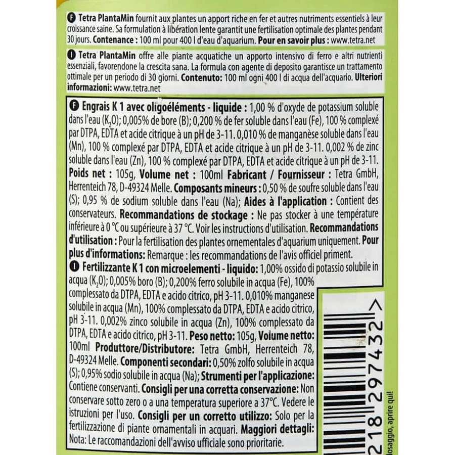 Tetra Plantamin - IJzerrijke plantenmeststof, 100 ml