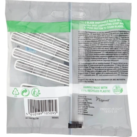 Wilkinson Extra Essential 2 - 5 maquinillas de afeitar desechables de doble hoja para piel sensible, con aloe y sistema Easy Rinse