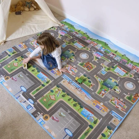 Alfombra de juegos interactiva Prince Lionheart, extragrande, de doble cara y plegable