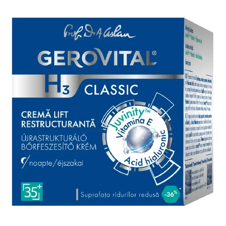 Gerovital H3 Classic Crème Lift Nuit Hydratante, 50 ml, Farmec