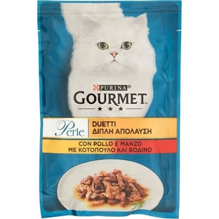Purina Gourmet Perle Duetti Kip & Rundvlees - Compleet voer voor volwassen katten, 85 g