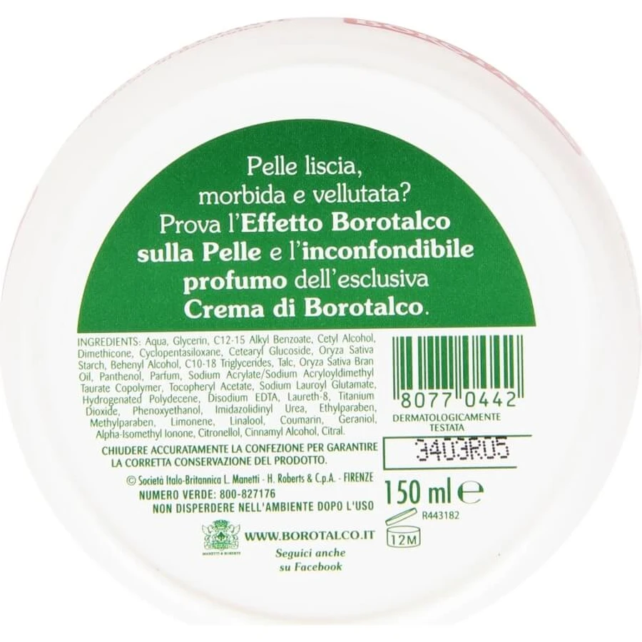Crema corporal aterciopelada con aroma a talco - Loción corporal hidratante con aroma a talco, 150 ml