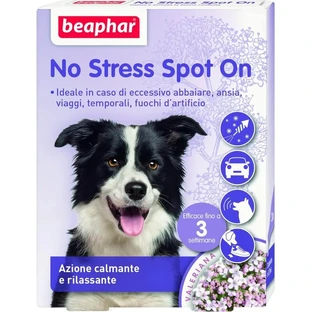 Beaphar No Stress Spot-On for Dogs: Calming, Anti-Stress Formula with Valerian, Long-Lasting Effect, 3 Pipettes