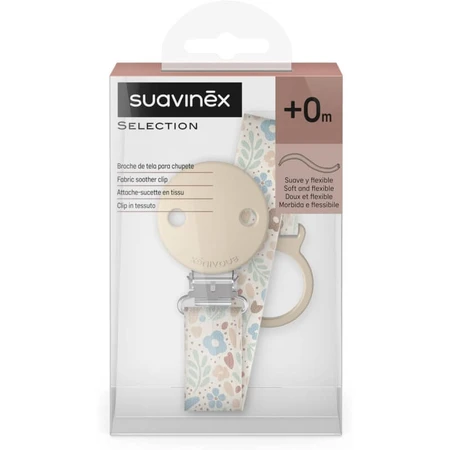 Suavinex Wonder - Attache-tétine en tissu imprimé Liberty beige