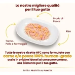 Almo Nature HFC Atún natural, pollo y queso - Comida húmeda completa para gatos adultos, 150 g