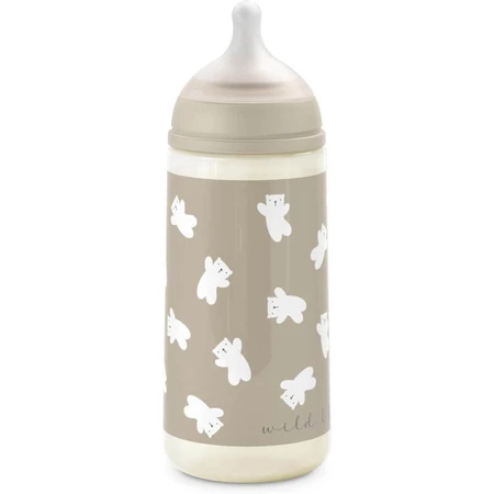 Suavinex Wild & Free - Plastic babyfles met siliconen speen, SX Pro, dikke doorstroming, tegen koliek, vanaf 3 maanden, neutraal, 360 ml