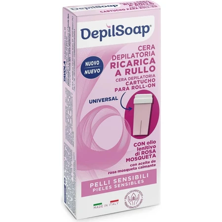 Recambio Depilsoap: Cera depilatoria para rodillo eléctrico con rosa mosqueta y manteca de karité