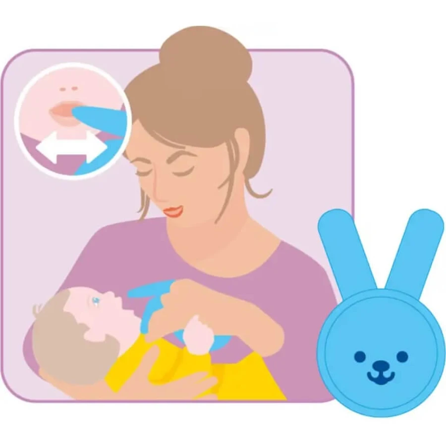 Mam Oral Care Rabbit - Gant de soins bucco-dentaires pour bébé, quartz rose