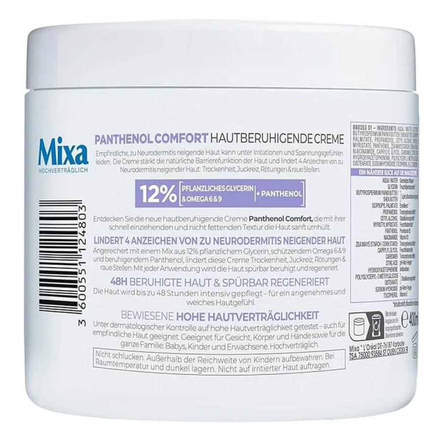 Mixa Panthenol Comfort - Herstellende crème voor de atopische huid, 400 ml