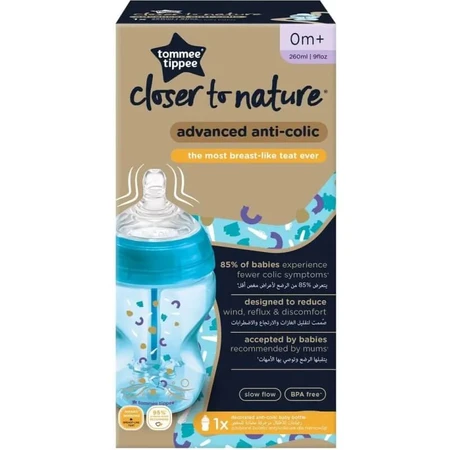 Tommee Tippee Advanced Anti-Colic - 260 ml Bottle - Blue Elephant