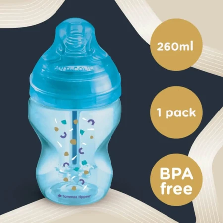 Tommee Tippee Advanced Anti-Colic - 260 ml Bottle - Blue Elephant