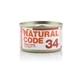 Natural Code 34 Thon et kiwi - Aliment complet pour chats adultes, 85 g