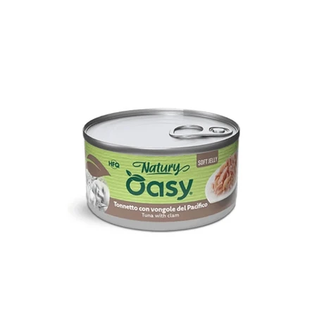 Oasy Wet Cat Natury Soft Jelly Tuna with Clams - Complementary Food for Adult Cats, 150 g