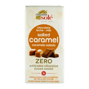 Milchschokolade und gesalzenes Karamell, gesüßt mit Stevia, 100 g, Pralinen Sole