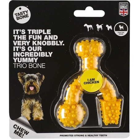 Tasty Bone Nylon Trio Bone Toy - Chicken-Flavored Chew Toy for Dogs