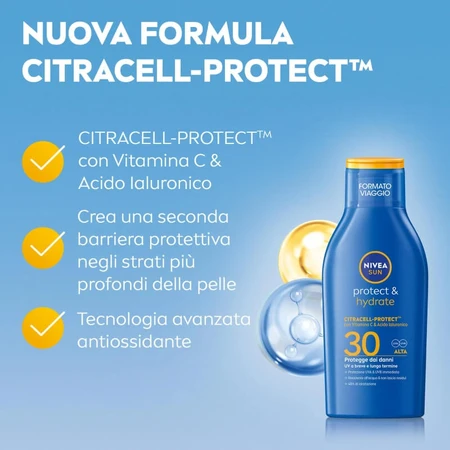 Nivea Protect &amp; Hydrate SPF 30 - Lotion solaire format voyage, 200 ml