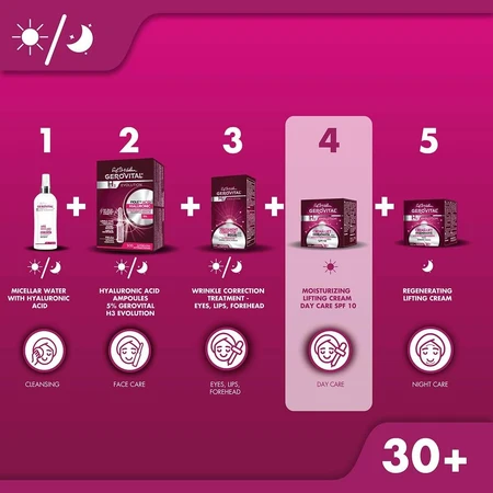 Gerovital H3 Evolution Crème de Jour Lift Hydratante SPF 10, 50 ml, Farmec